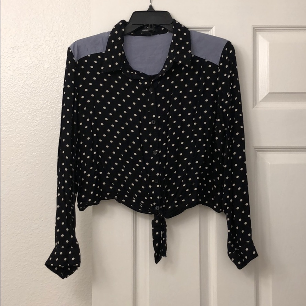 Cropped polka shirt